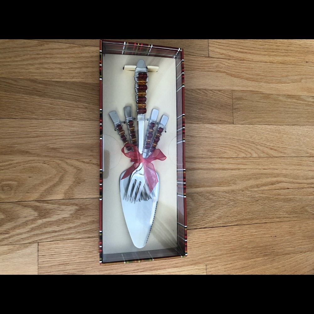 Cake serving set, hand crafted tableware